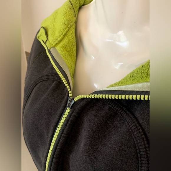 Lululemon Fleece lined Scuba Hoodie Zip Front Jacket gray chartreuse Women’s 4 S - Picture 6 of 6